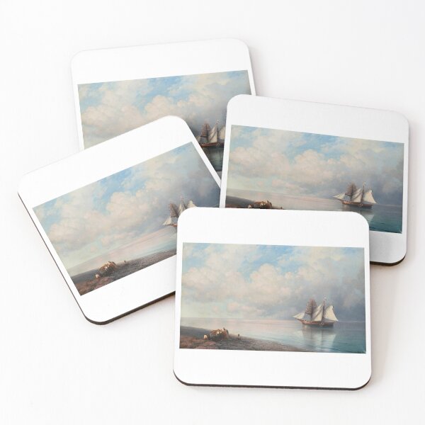 Item preview, Early Eve Seascape Sailing Boat Oil Painting designed and sold by TeeARTHY.