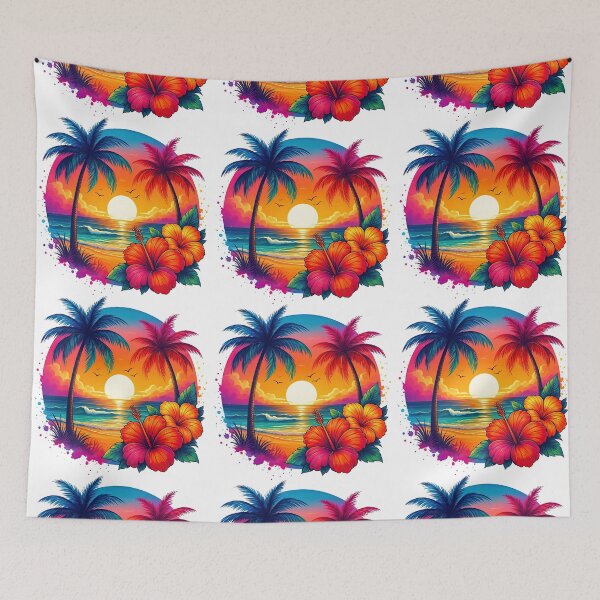 Item preview, Vibrant Tropical Sunset Beach Design designed and sold by ArtfulWeave.