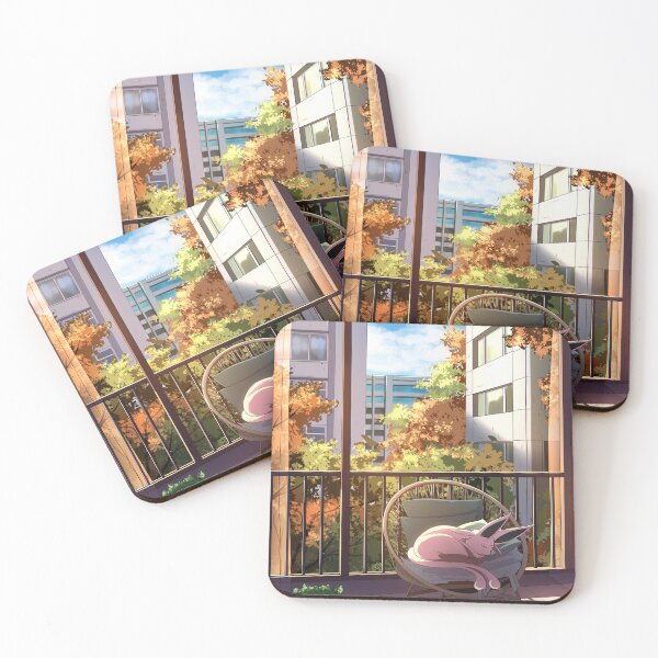 Item preview, Espeon Napping on a Sunny Autumn Balcony designed and sold by RowanBriarwood.