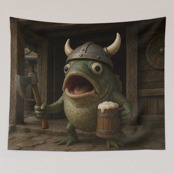 Item preview, Blörp the Axe-Fish – Viking Fish Warrior in Brainrot Style designed and sold by NorseDrip.