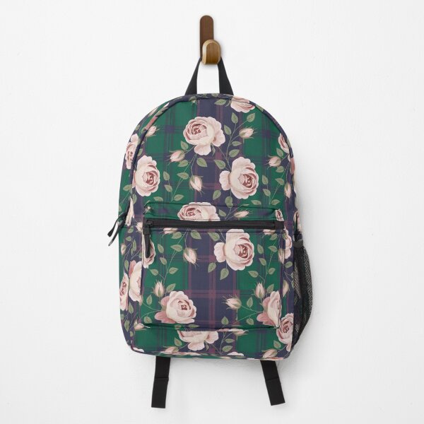 Item preview, Vintage Roses on Tartan Plaid Pattern - Green Navy Pink Floral Design designed and sold by Random Candy Studio.