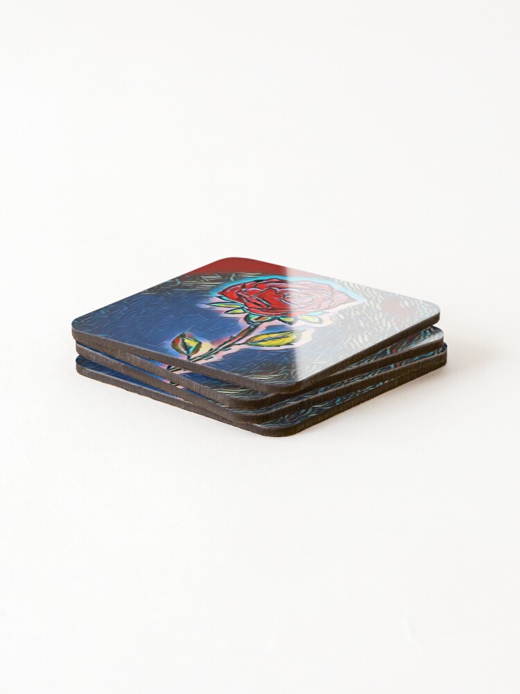 Thumbnail 4 of 5, Coasters (Set of 4), RED ROSE RED designed and sold by shaang.