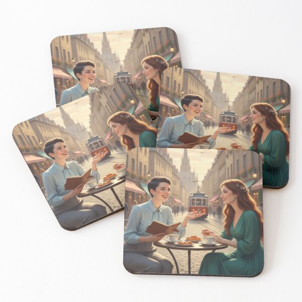 Item preview, City Cafe Lesbian Couple Jigsaw designed and sold by Sapphic-Charm.