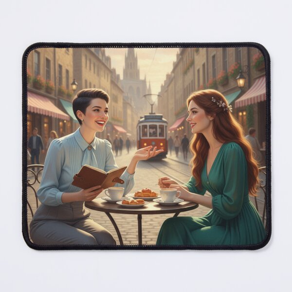 Item preview, City Cafe Lesbian Couple Jigsaw designed and sold by Sapphic-Charm.