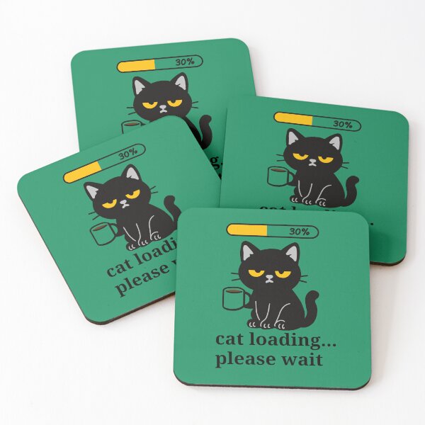 Item preview, “Cat Loading… Please Wait — Coffee & Low Battery Cat” designed and sold by BlackCat Vibe.
