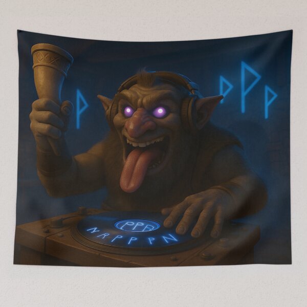 Item preview, Tungl-Troll DJ – Rune Disco Troll of the North in Brainrot style  designed and sold by NorseDrip.