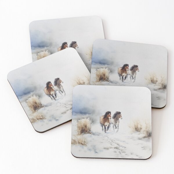 Item preview, A pair of Icelandic horses playing in a snowy landscape Horses in Motion designed and sold by CDC40.