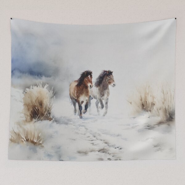 Item preview, A pair of Icelandic horses playing in a snowy landscape Horses in Motion designed and sold by CDC40.
