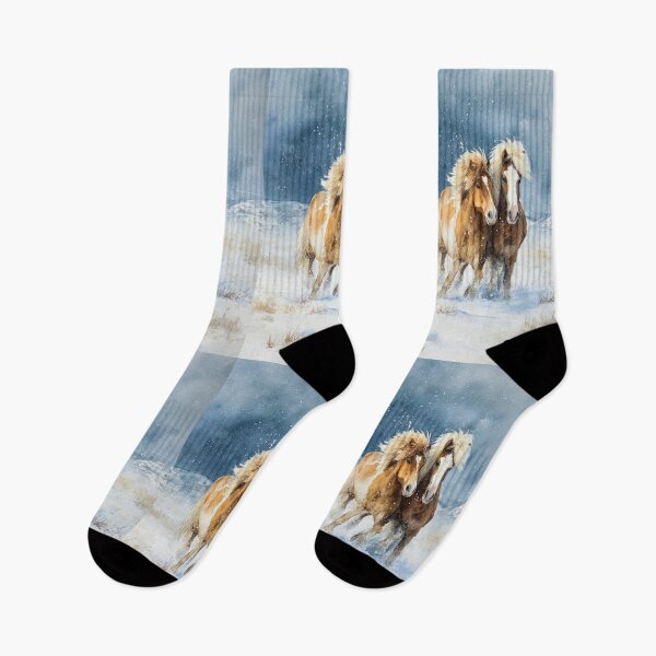 Item preview, A pair of Icelandic horses playing in a snowy landscape Horses in Motion designed and sold by CDC40.