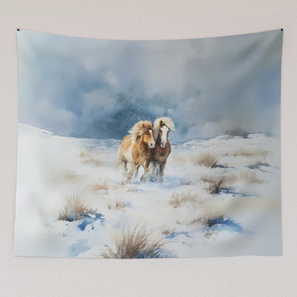 Item preview, A pair of Icelandic horses playing in a snowy landscape Horses in Motion designed and sold by CDC40.