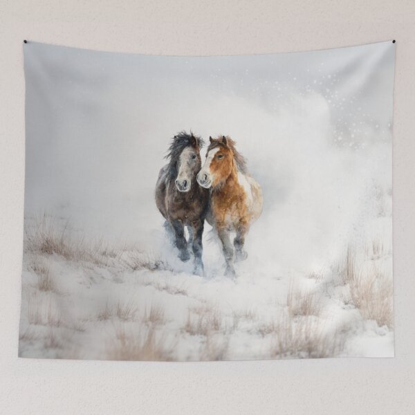 Item preview, A pair of Icelandic horses playing in a snowy landscape Horses in Motion designed and sold by CDC40.