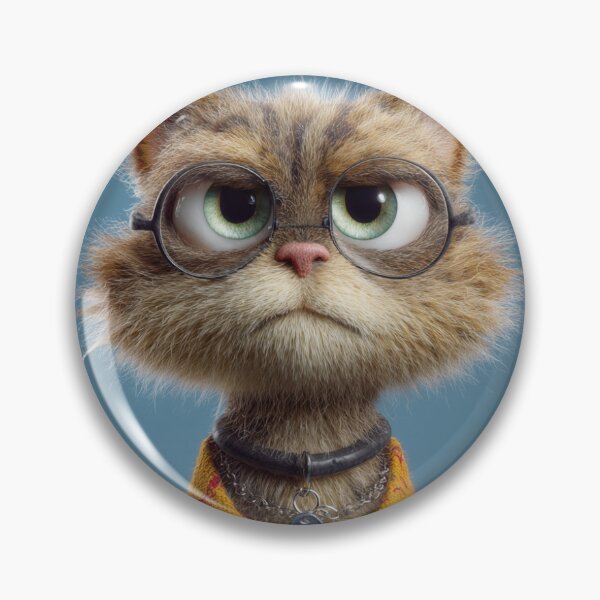 Item preview, cat, yellow, glasses, furry, plush toy designed and sold by Waldek121.