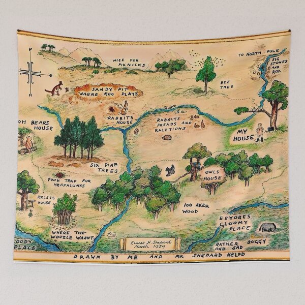 Item preview, Aged Winnie the Pooh 100 Acre Wood Map designed and sold by TeeARTHY.