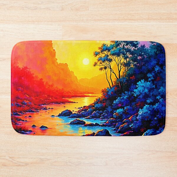 Item preview, Vibrant Sunset River Landscape Art designed and sold by Health And Fitness Posts e-Store.