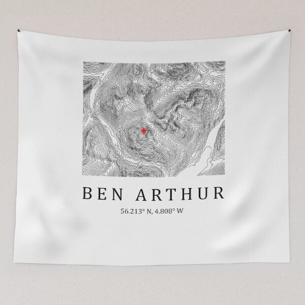 Item preview, Scottish Mountain Ben Arthur Topographic Map Design - Scotland Hiking Gift Contour Line Art designed and sold by Loom on the Loch.
