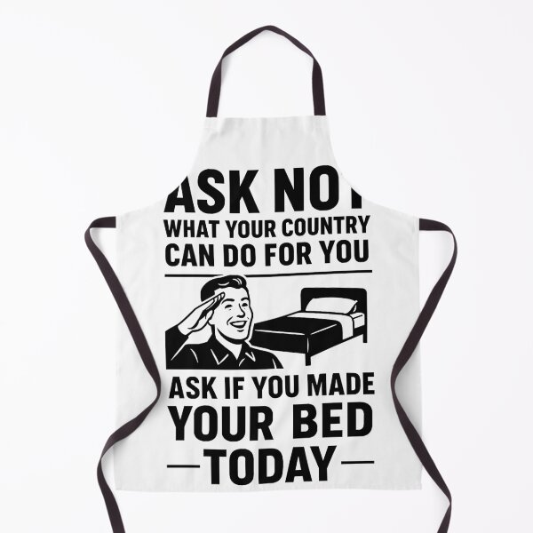 Item preview, Funny Retro Poster T-Shirt – “Ask Not What Your Country Can Do For You” Parody – Make Your Bed Motivational Design in Black designed and sold by Natrix Art Design.