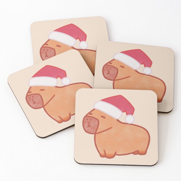 Item preview, cute christmas capybara with santa hat designed and sold by winterpumpkin.