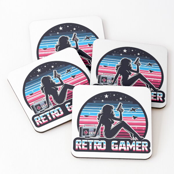 Item preview, Retro Gamer Gal with Gun - 80s Inspired Gaming Design. designed and sold by The-T-In-Retro.