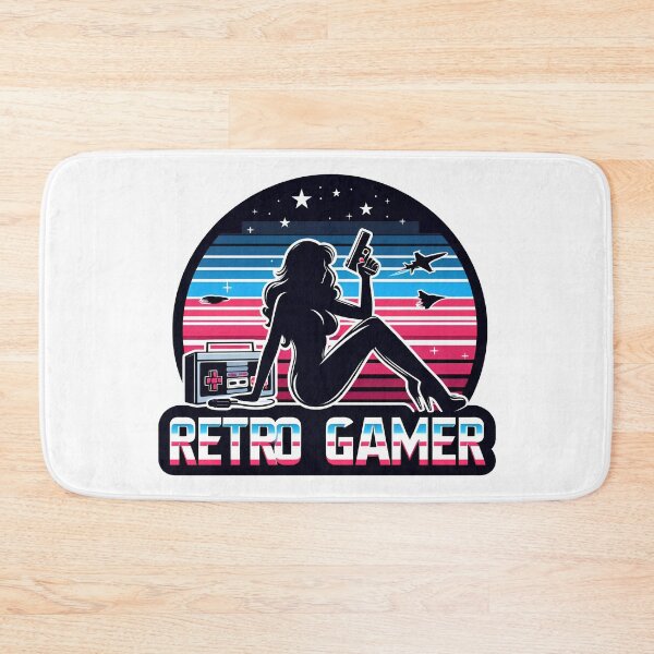 Item preview, Retro Gamer Gal with Gun - 80s Inspired Gaming Design. designed and sold by The-T-In-Retro.