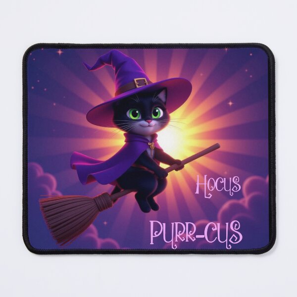 Item preview, Hocus Purr-Cus Cute Witch Cat on Broom designed and sold by Prestons Corner.