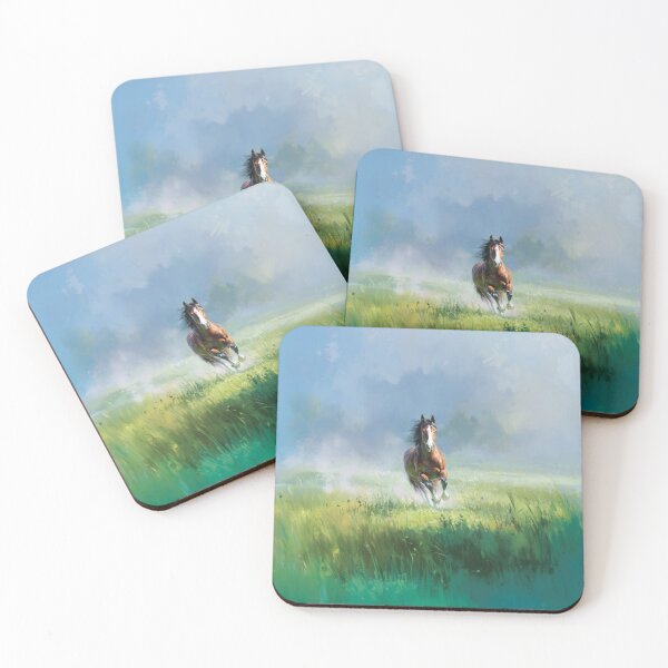 Item preview, A majestic Arabian horse galloping through a vibrant green meadow Horses in Motion designed and sold by CDC40.