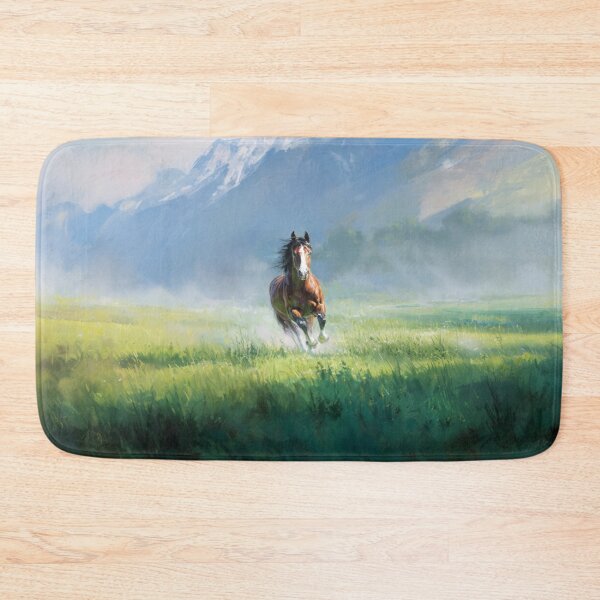 Item preview, A majestic Arabian horse galloping through a vibrant green meadow Horses in Motion designed and sold by CDC40.