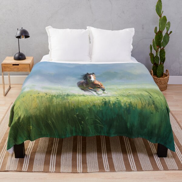 Item preview, A majestic Arabian horse galloping through a vibrant green meadow Horses in Motion designed and sold by CDC40.
