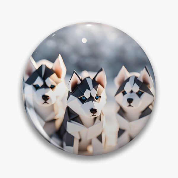 Item preview, Origami Art - Frolic in the Frost: Enchanting Moments with Playful Husky Puppies in the Snow designed and sold by ArtfulFolds.