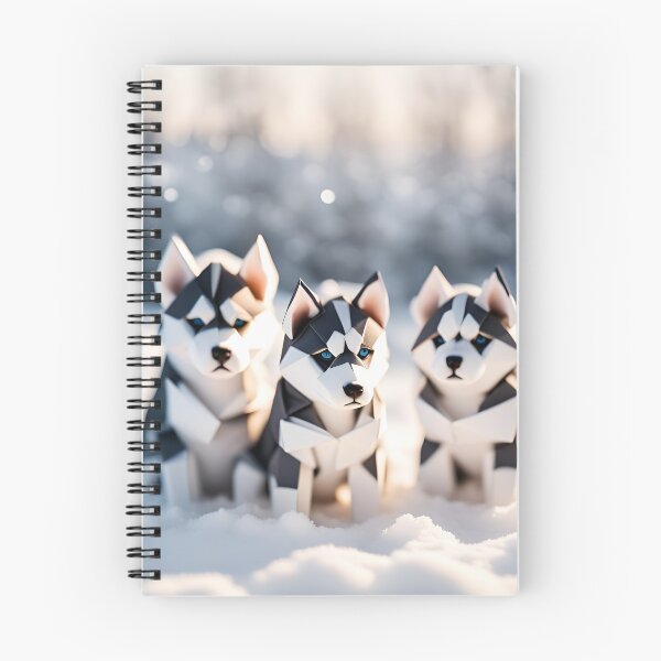 Item preview, Origami Art - Frolic in the Frost: Enchanting Moments with Playful Husky Puppies in the Snow designed and sold by ArtfulFolds.