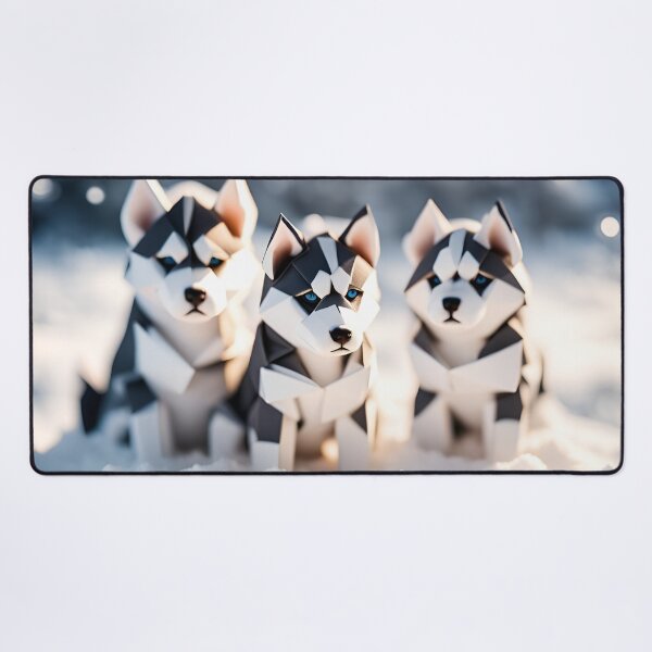 Item preview, Origami Art - Frolic in the Frost: Enchanting Moments with Playful Husky Puppies in the Snow designed and sold by ArtfulFolds.