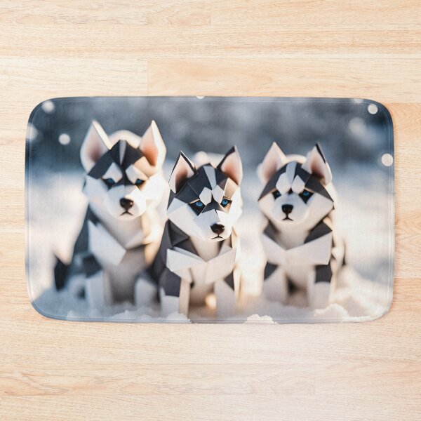 Item preview, Origami Art - Frolic in the Frost: Enchanting Moments with Playful Husky Puppies in the Snow designed and sold by ArtfulFolds.