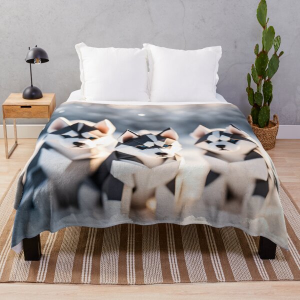 Item preview, Origami Art - Frolic in the Frost: Enchanting Moments with Playful Husky Puppies in the Snow designed and sold by ArtfulFolds.
