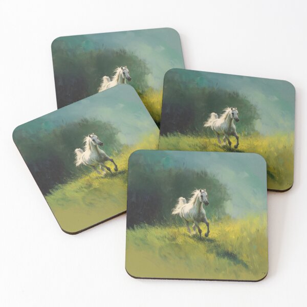 Item preview, A majestic Arabian horse galloping through a vibrant green meadow Horses in Motion designed and sold by CDC40.