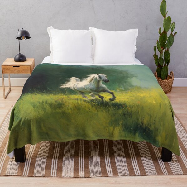 Item preview, A majestic Arabian horse galloping through a vibrant green meadow Horses in Motion designed and sold by CDC40.