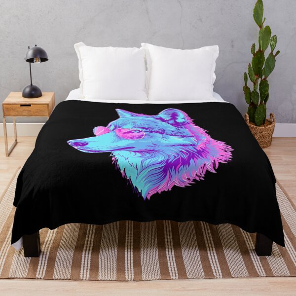 Item preview, Illustration of a neon wolf wearing sunglasses designed and sold by Wawan35200.