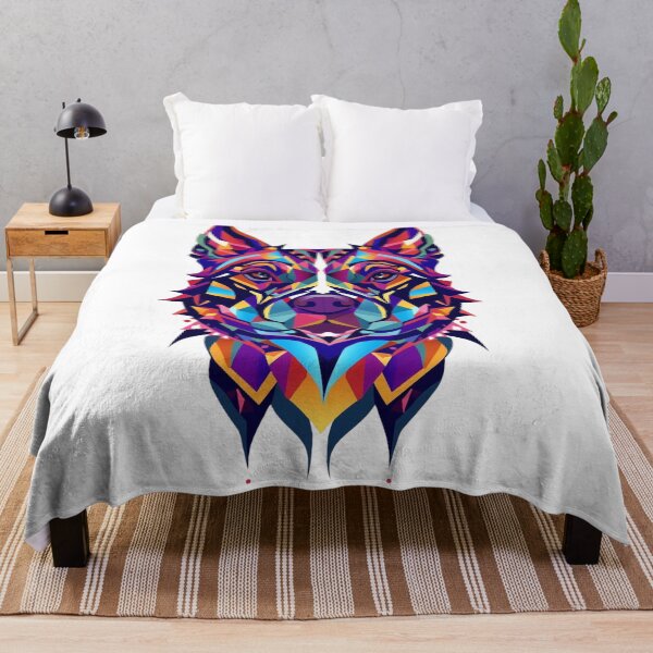 Item preview, Neon Geometric Wolf – Vibrant Abstract Animal Art designed and sold by snoezelstudio.