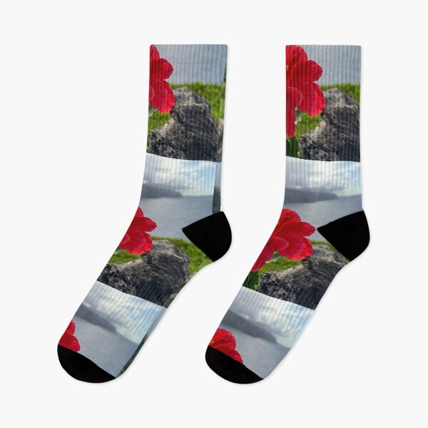 Item preview, Red Hibiscus – Tropical Hawaiian Flower Overlooking Waipio Valley designed and sold by TrisaThyme.