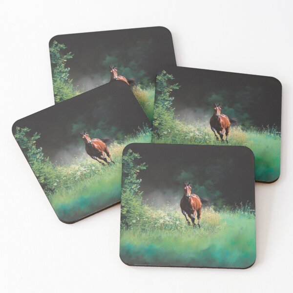 Item preview, A majestic Arabian horse galloping through a vibrant green meadow Horses in Motion designed and sold by CDC40.