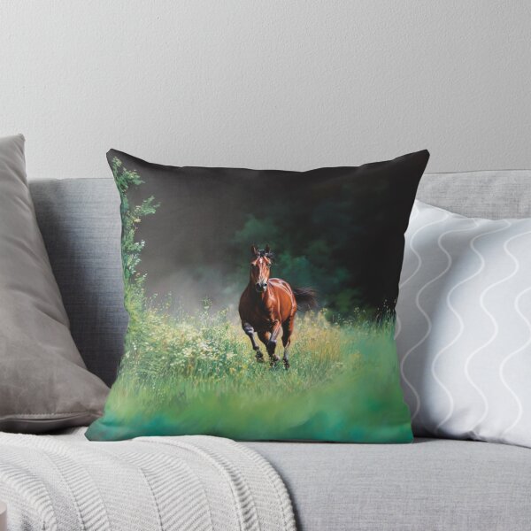 Item preview, A majestic Arabian horse galloping through a vibrant green meadow Horses in Motion designed and sold by CDC40.