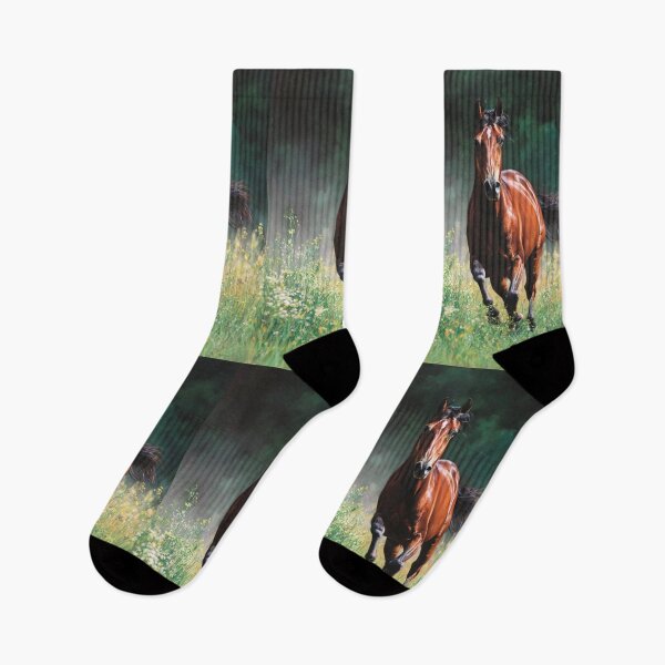 Item preview, A majestic Arabian horse galloping through a vibrant green meadow Horses in Motion designed and sold by CDC40.
