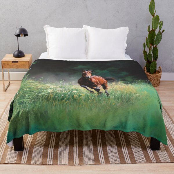 Item preview, A majestic Arabian horse galloping through a vibrant green meadow Horses in Motion designed and sold by CDC40.