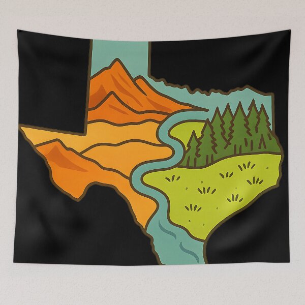 Item preview, Texas Nature Map Illustration Scenic Wild West Landscape  designed and sold by DrawHandArt.