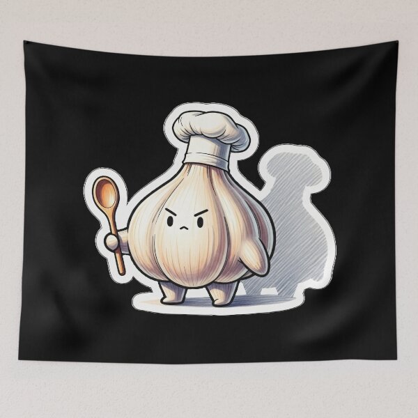 Item preview, Angry Garlic Chef – Funny Kawaii Cooking Character designed and sold by Paulina Vanlife.