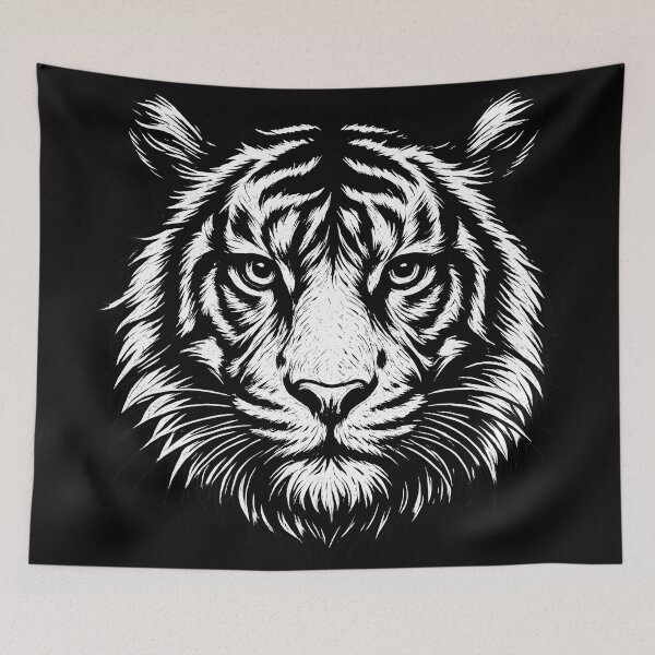 Item preview, Fierce Tiger Head Illustration Wild Animal Art Graphic designed and sold by DrawHandArt.