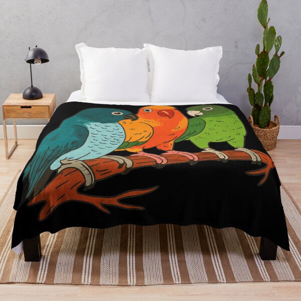 Item preview, Colorful Parrot Trio Illustration Cute Tropical Birds Art designed and sold by DrawHandArt.