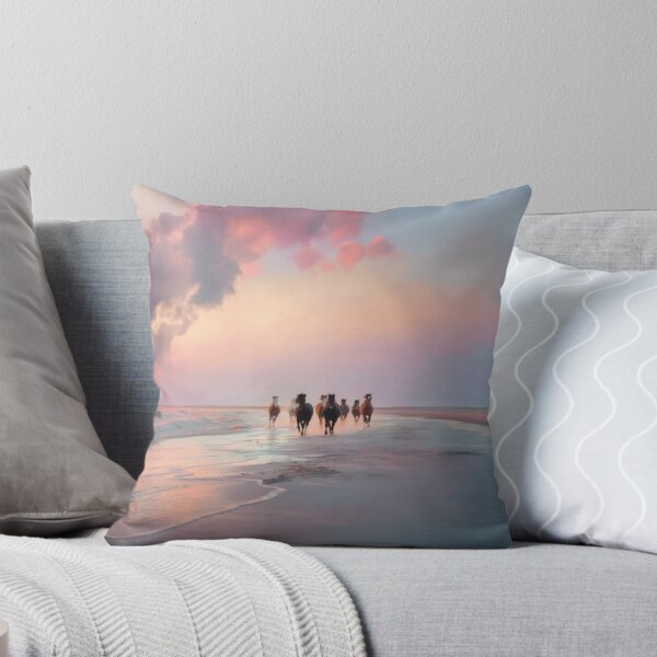 Item preview, A group of wild mustangs running freely across a sandy beach Horses in Motion designed and sold by CDC40.