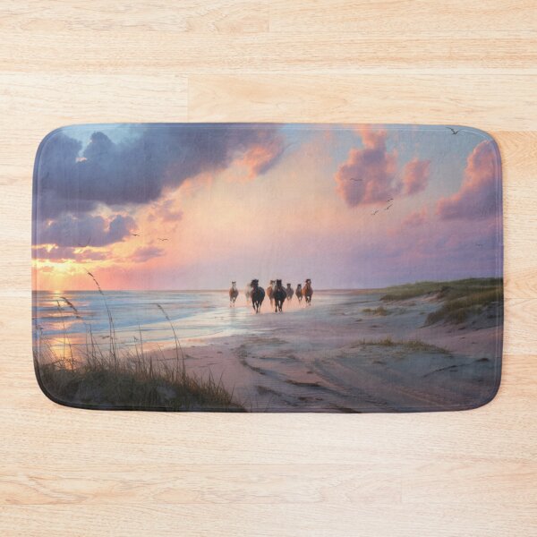 Item preview, A group of wild mustangs running freely across a sandy beach Horses in Motion designed and sold by CDC40.