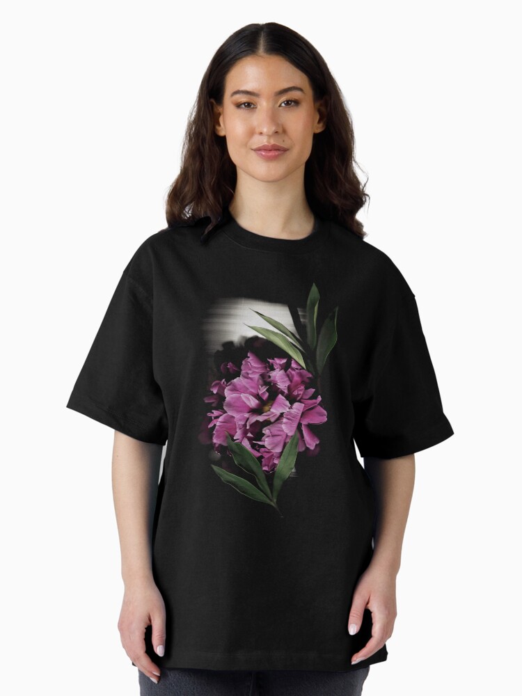 Thumbnail 1 of 7, Oversized T-Shirt, Peony Spotlight 2 Dark Floral designed and sold by LindasPhotoArt.