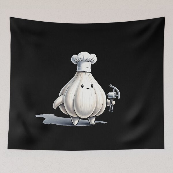 Item preview, Cute Garlic Chef Cartoon – Funny Kawaii Cooking Character with Garlic Press designed and sold by Paulina Vanlife.