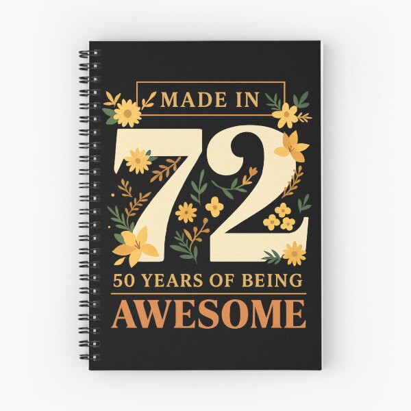 Item preview, Made in 1972 Vintage Floral Design – 50 Years of Being Awesome Birthday Gift  designed and sold by DrawHandArt.